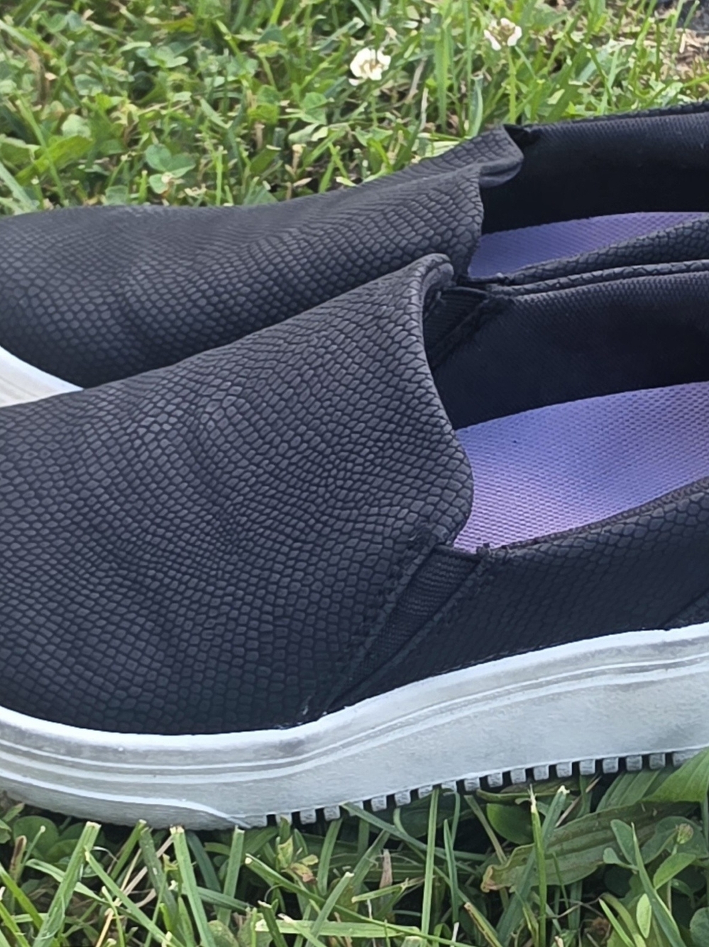 Dr. Scholl's Black Slip-On Sneakers with Purple Insoles - Picture 3 of 5
